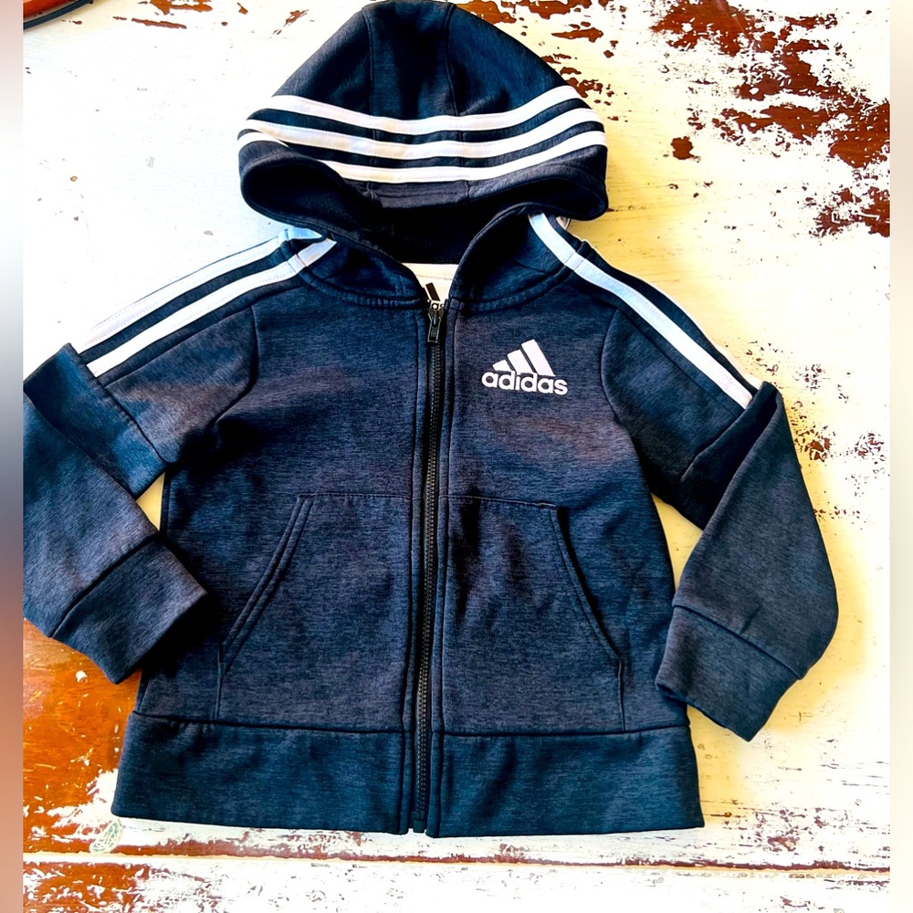 Adidas charcoal zip up hoodie